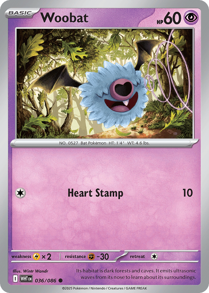 Woobat Pokémon White Flare (36/86) – Scarlet & Violet