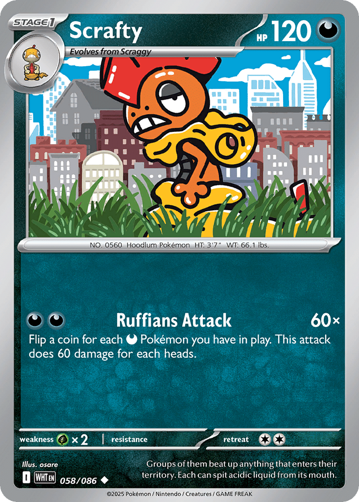 Scrafty Pokémon White Flare (58/86) – Scarlet & Violet