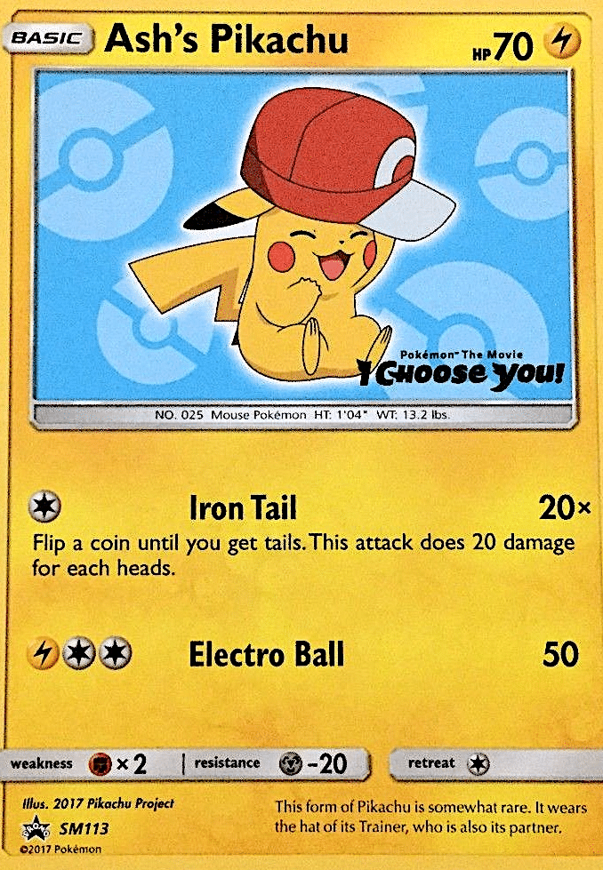 Ash's Pikachu Pokémon SM Black Star Promos (SM113/248) – Sun & Moon
