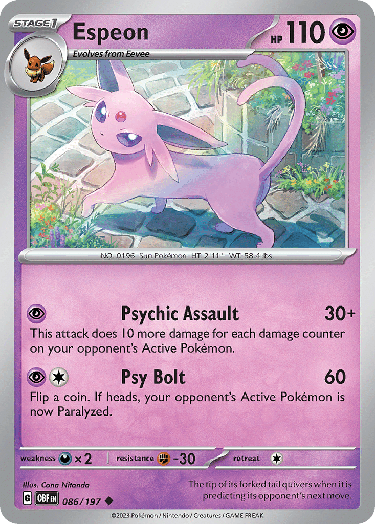 Espeon Pokémon Obsidian Flames (86/197) – Scarlet & Violet