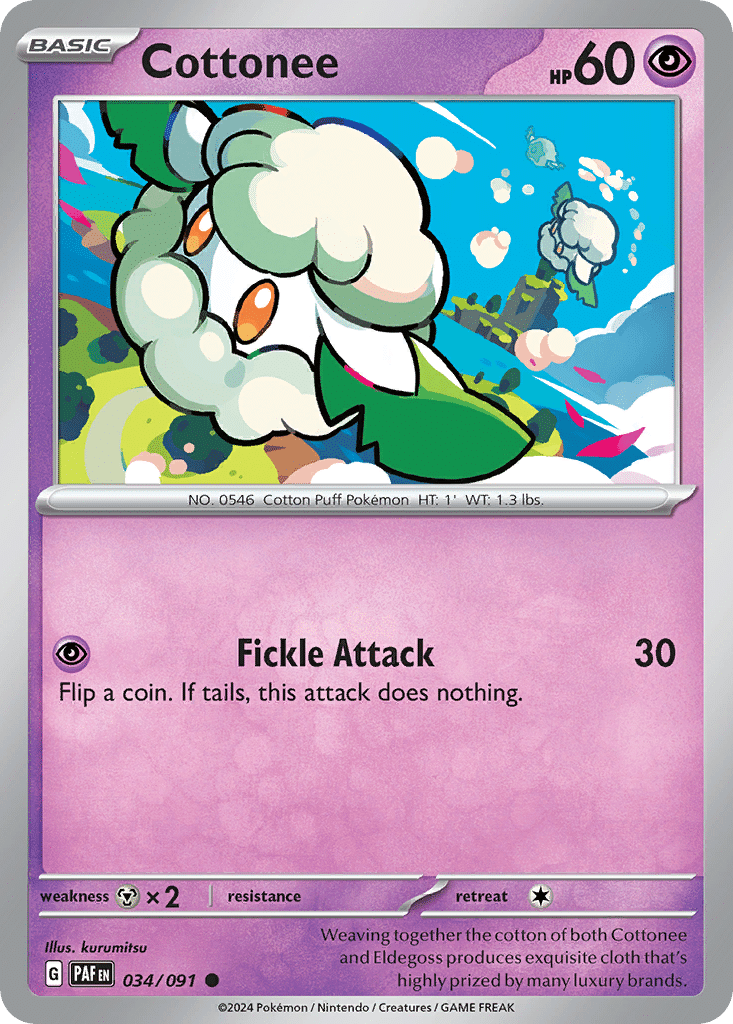 Cottonee Pokémon Paldean Fates (34/91) – Scarlet & Violet