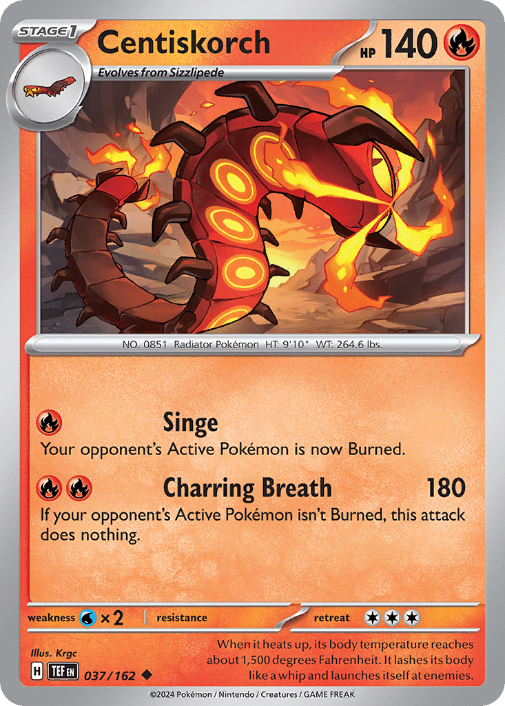 Centiskorch Pokémon Temporal Forces (37/162) – Scarlet & Violet