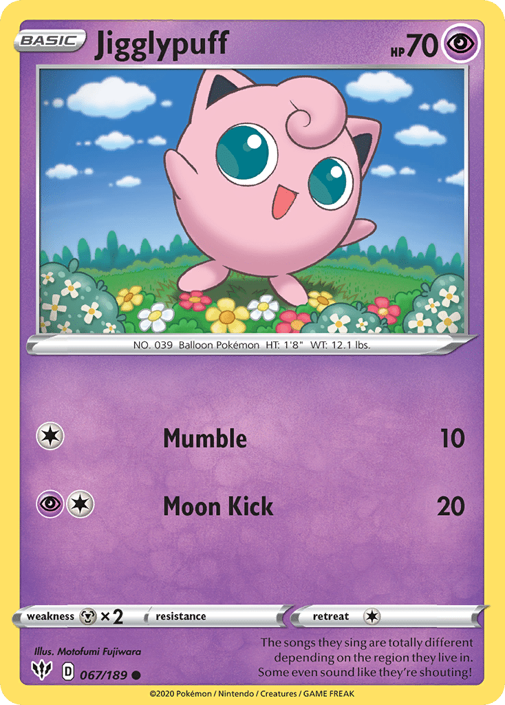 Jigglypuff Pokémon Darkness Ablaze (67/189) – Sword & Shield