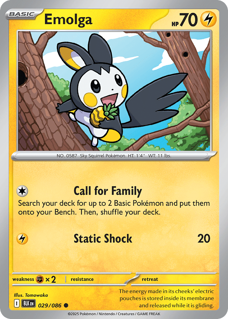 Emolga Pokémon Black Bolt (29/86) – Scarlet & Violet